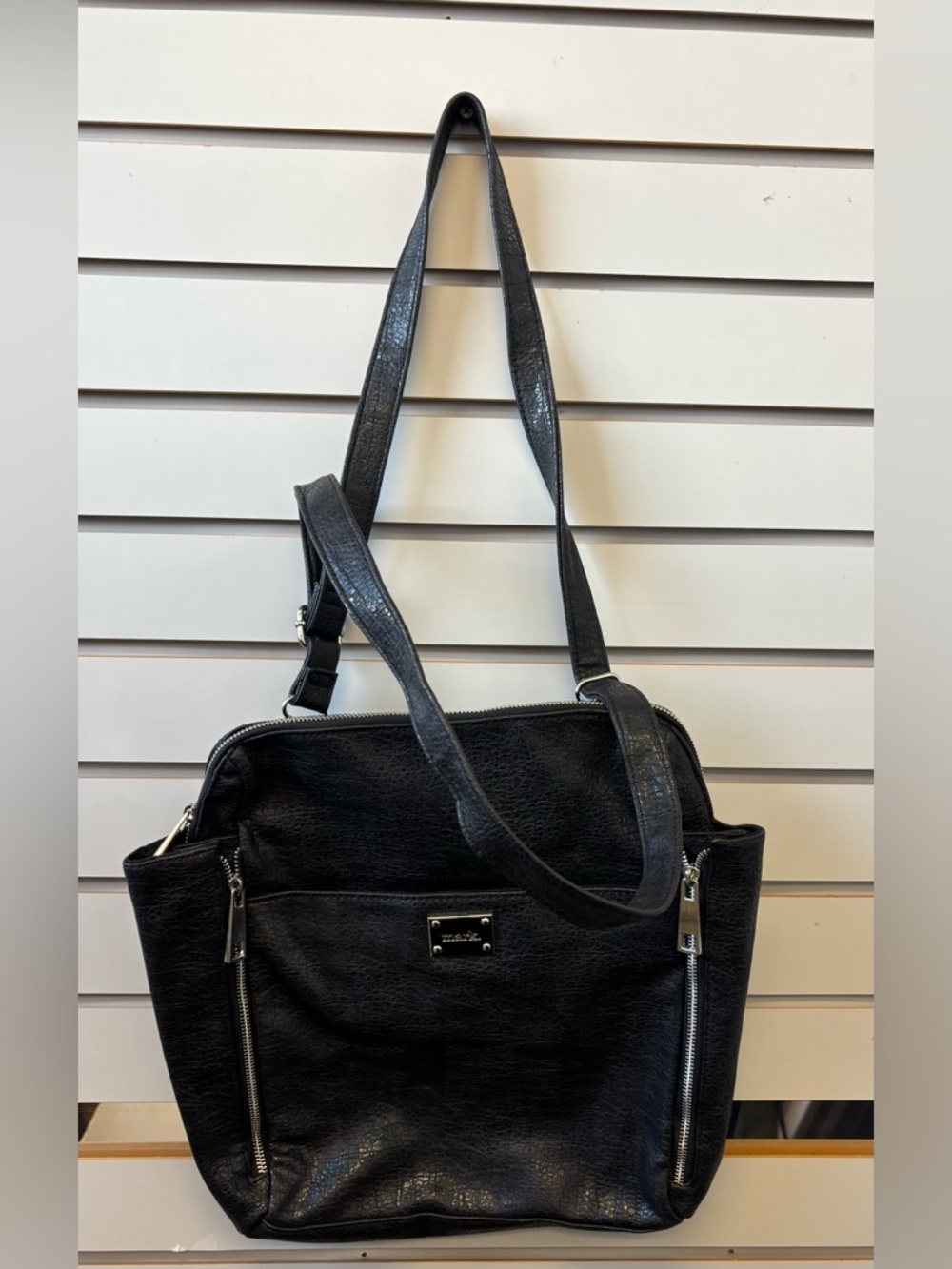 mark. Black Shoulder Tote with Silver Hardware